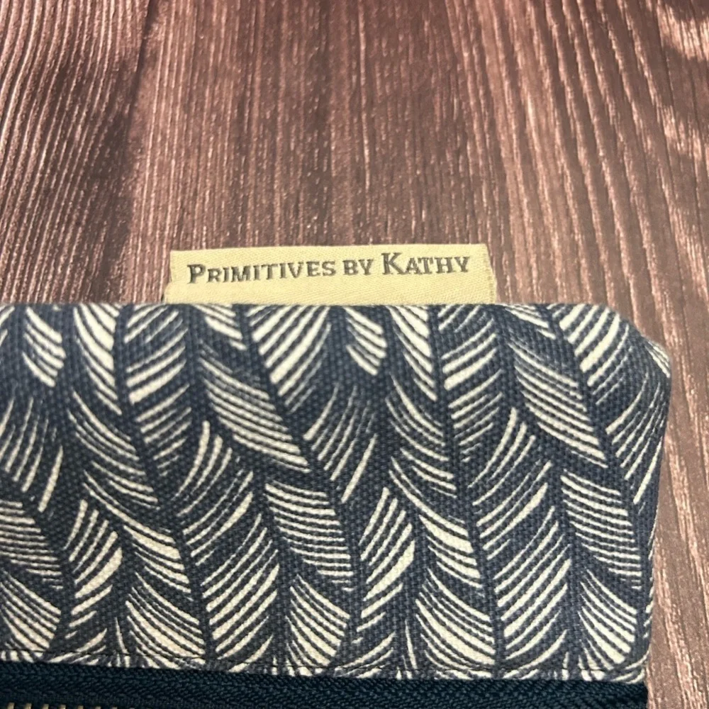 Primitives by Kathy Navy and White Leaf Pattern Pouch